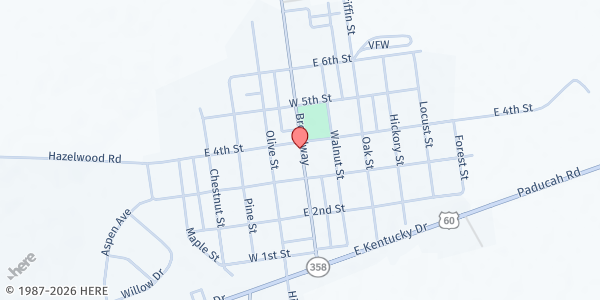 Map showing Ballard Center at 654 Broadway, La Center, KY