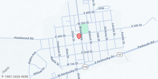 Map showing WKAS Ballard County Office at 325 Broadway, LaCenter, KY