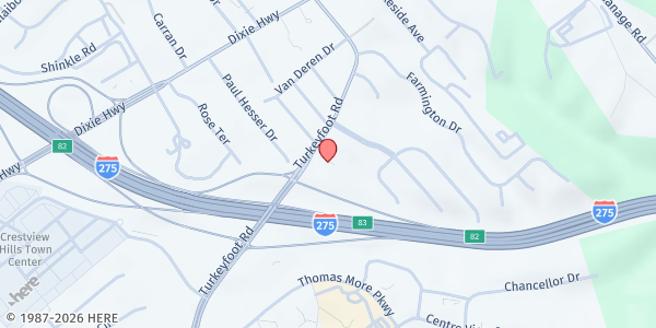 Map showing Northern Kentucky Baptist Church at 2681 Turkeyfoot Rd., Lakeside Park, KY