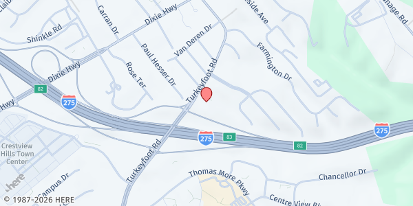 Map showing Northern Kentucky Baptist Church at 2681 Turkeyfoot Road, Lakeside Park, KY