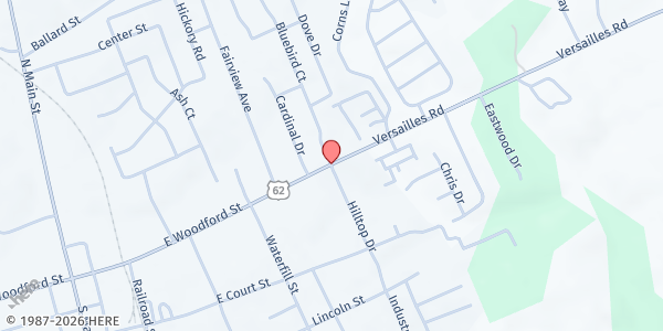 Map showing Open Hands Community Food Pantry at 101 Hilltop, Lawrenceburg, KY