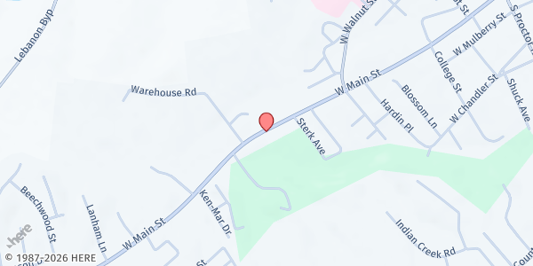 Map showing Community Based Services at 634 W Main St, Lebanon, KY