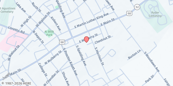Map showing Lebanon Baptist Church at 144 E Mulberry St, Lebanon, KY