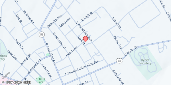 Map showing Marion Co. Community Action at 334 Hood Ave, Lebanon, KY