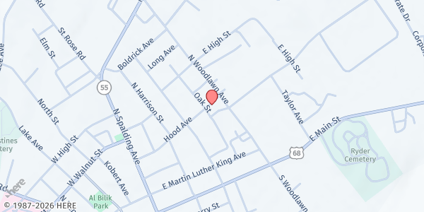 Map showing Marion Co. Community Action - Lebanon at 334 Hood Ave, Lebanon, KY