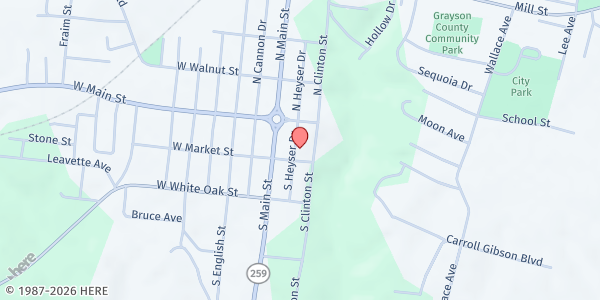 Map showing Grayson County Alliance - Food Distribution Center at 125 E Market St # 6, Leitchfield, KY