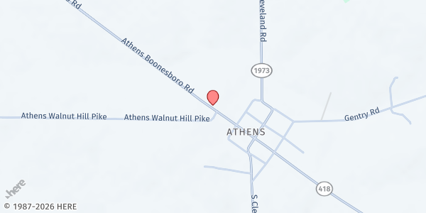 Map showing Athens Christian Church at 6295 Athens Boonesboro Rd., Lexington, KY
