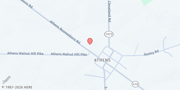 Map showing Athens Christian Church at 6295 Athens Boonesboro Road, Lexington, KY