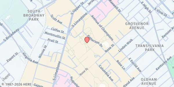 Map showing Big Blue Pantry - Whitehall Building at 140 Patterson Dr., Room 25 Whitehall Bldg., Lexington, KY