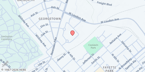 Map showing Bluegrass Community and Technical College Food Pantry at 500 Newtown Pike, Lexington, KY