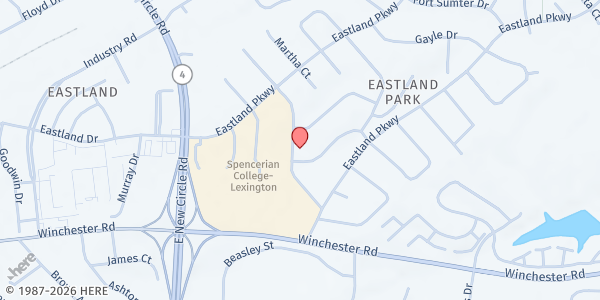 Map showing Bread of Life Assembly of God at 1705 Jennifer Rd., Lexington, KY