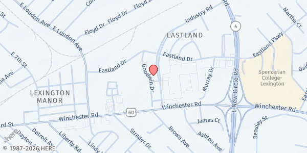 Map showing Catholic Action Center at 1055 Industry Rd, Lexington, KY