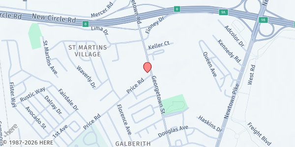 Map showing First African Baptist Church Matthew's Place Community Kitchen at 901 Georgetown Street, Lexington, KY