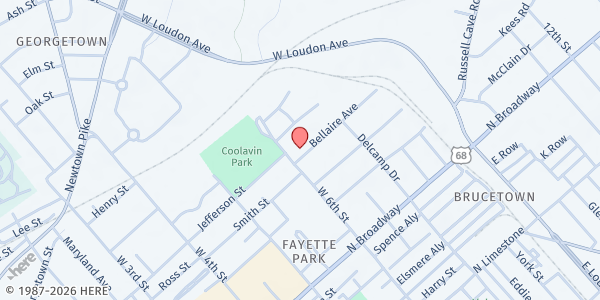 Map showing Food Chain at 501 W. 6th St., Suite 105, Lexington, KY