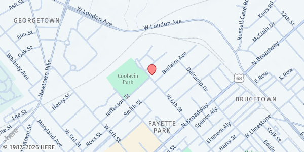 Map showing FoodChain - Lexington at 501 W. Sixth Street Suite 105, Lexington, KY