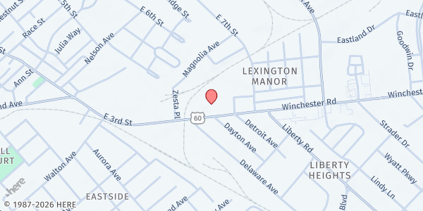 Map showing GPFB 817 Winchester Road Pantry at 817 Winchester Road, Lexington, KY