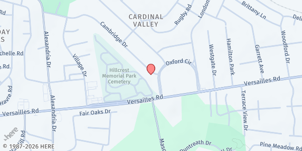 Map showing GPFB Cambridge Drive Food Pantry at 1902 Cambridge Drive, Lexington, KY