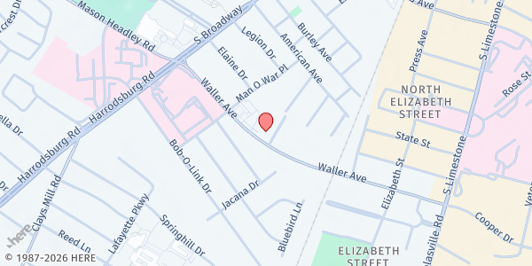 Map showing Lexington Pride Center at 389 Waller Avenue, Lexington, KY