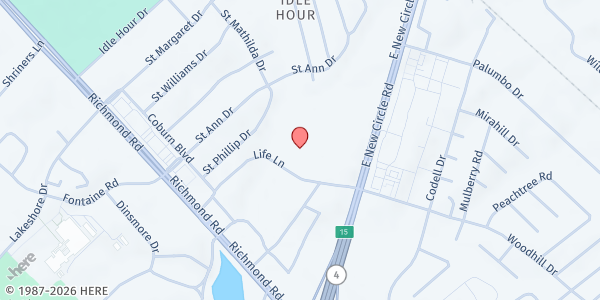 Map showing Lexington Senior Center at 195 Life Lane, Lexington, KY