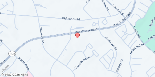 Map showing Main Street Baptist Manor at 428 Darby Creek Rd., Lexington, KY