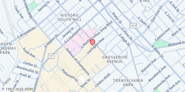 Map showing Maxwell Street Presbyterian at 180 E. Maxwell Street, Lexington, KY