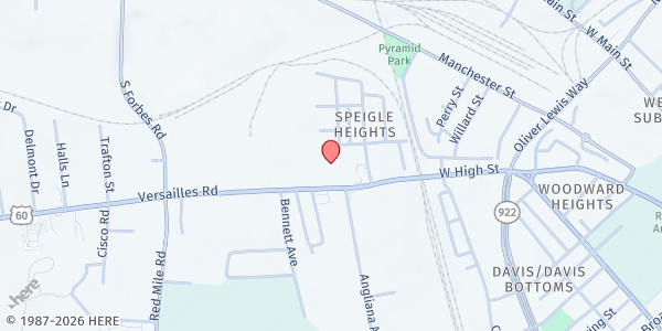 Map showing Nathaniel Mission at 1109 Versailles Road, Suite 400, Lexington, KY