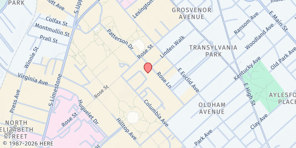 Map showing Newman Center Holy Spirit Parish at 320 Rose Ln., Lexington, KY