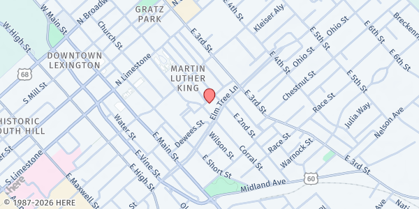 Map showing The Lighthouse Ministries at 190 Spruce St, Lexington, KY