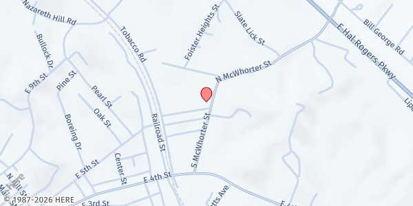 Map showing Calvary Baptist Church at 111 N. McWhorter St., London, KY