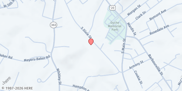 Map showing Come-Unity Cooperative Care at 755 S. Dixie Street, London, KY