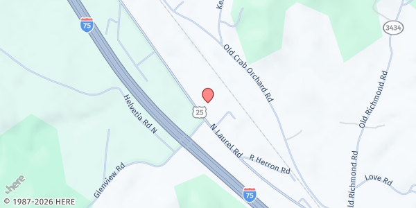 Map showing New Salem Baptist Food Pantry at 2182 North Laurel Rd, London, KY