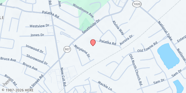 Map showing Antioch Church at 7315 Southside Dr, Louisville, KY