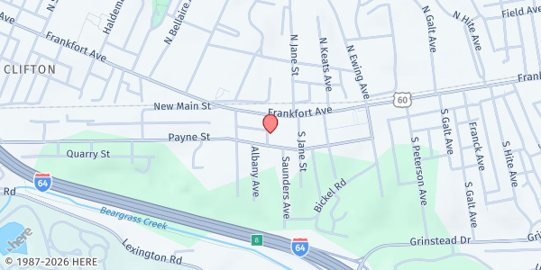 Map showing Clifton Universalist Unitarian Church - Little Free Pantry at 2231 Payne St., Louisville, KY