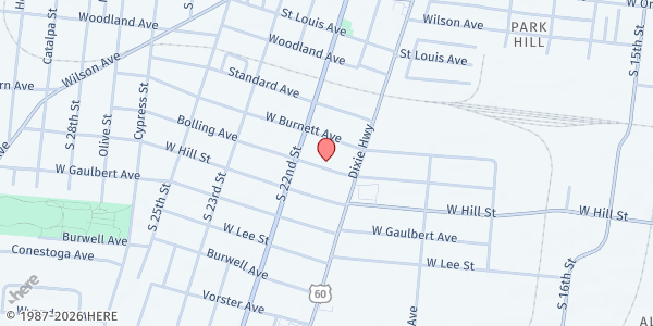 Map showing Cornerstone Outreach Program at 1831 Bolling Avenue, Louisville, KY