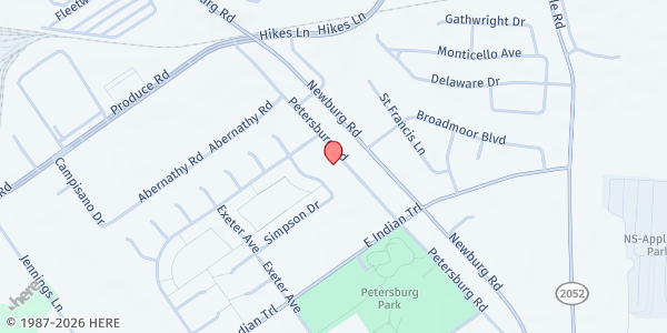 Map showing Forest Baptist Church at 4500 Petersburg Rd., Louisville, KY