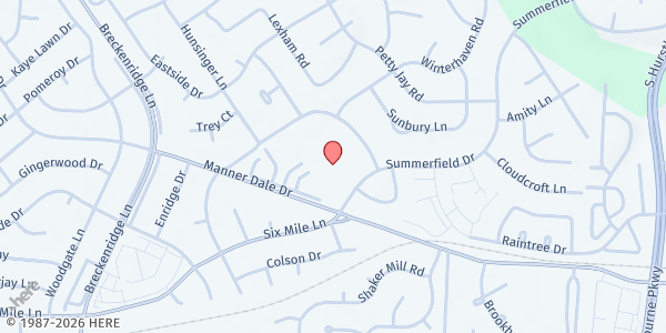 Map showing Hunsinger Lane Baptist Church at 3400 Summerfield Dr., Louisville, KY