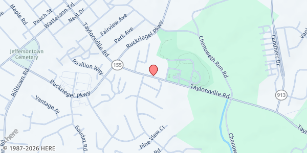 Map showing Jeffersontown Area Ministries at 10617 Taylorsville Road, Louisville, KY