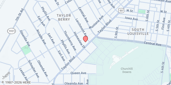 Map showing Larchmont Helping Hands Pantry at 3134 Taylor Blvd., Louisville, KY