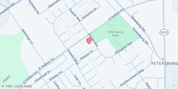 Map showing Newburg Community Center at 4810 Exeter Ave, Louisville, KY