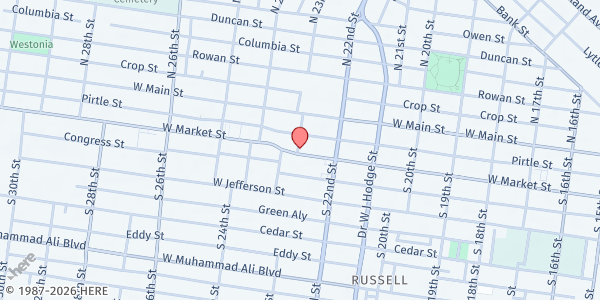 Map showing Sister Visitor Center at 2235 West Market Street, Louisville, KY