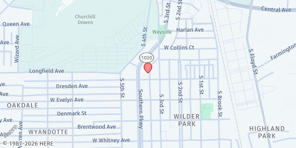Map showing South Louisville Christian Church at 3845 Southern Pkwy., Louisville, KY
