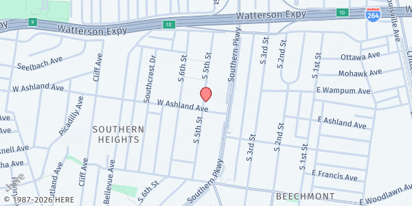 Map showing South Louisville Community Ministries at 417 W. Ashland Ave., Louisville, KY