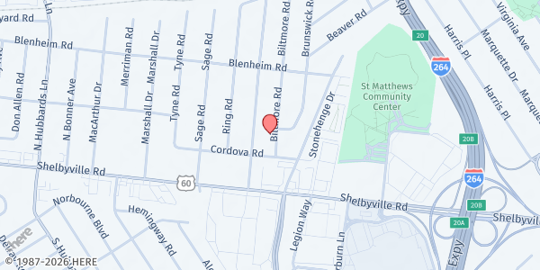 Map showing St. Matthews Area Ministries at 206 Biltmore Rd., Louisville, KY