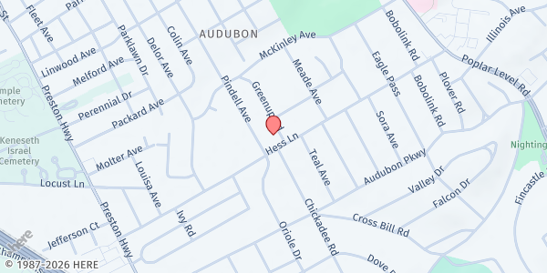 Map showing St. Stephen Martyr Catholic Church at 2931 Pindell Ave., Louisville, KY