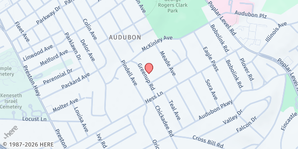 Map showing St. Stephen Martyr Catholic Church at 2931 Pindell Ave., Louisville, KY