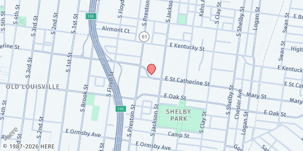 Map showing St. Vincent de Paul Distribution Center at 415 East St. Catherine Street, Louisville, KY
