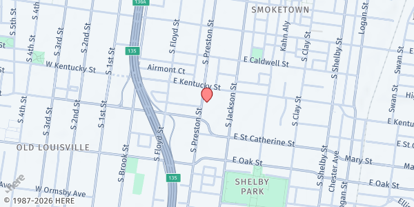 Map showing St. Vincent de Paul Louisville at 1015 C S. Preston St., Louisville, KY