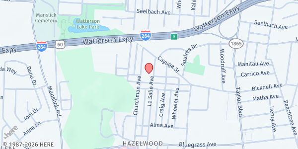 Map showing Temple of Faith Baptist Church at 1703 Bicknell Avenue, Louisville, KY