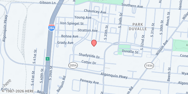 Map showing Ujima Neighborhood Place at 3610 Bohne Ave, Louisville, KY