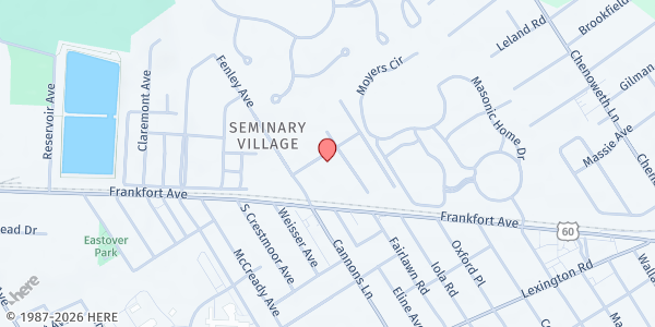 Map showing Village Manor Food Pantry at 105 Fenley Avenue, Louisville, KY